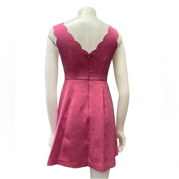 Loft Mini Scalloped Sleeveless  Pink Dress Size 0 - Picture 4 of 11